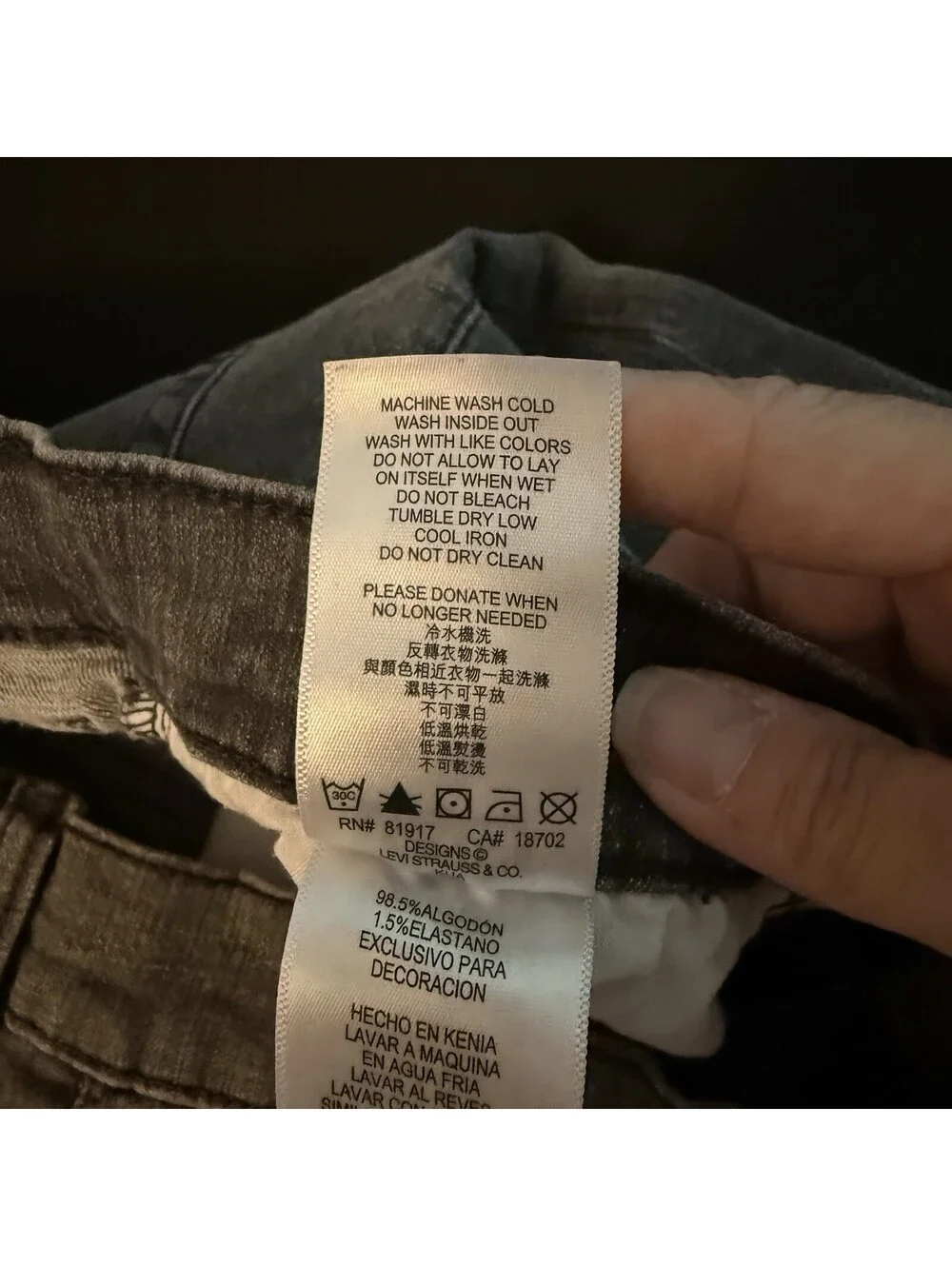 Levi’s 541 Athletic Fit Boys Size 16 Regular Gray Stretch Jeans W28 L28
